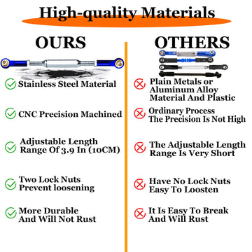 (2025 Upgrade) 78-108Mm Stainless Steel Turnbuckles/Camber Link For 1/10 Traxxas Slash 4X4 Vxl/Rustler 4X4 Vxl/Stampede 4X4 Vxl/