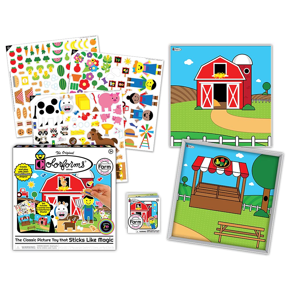 Colorforms Stickers For Kids - Sticker Book, Farm Picture Playset, Arts And Crafts, Toddler Stickers, Repositionable Pieces For