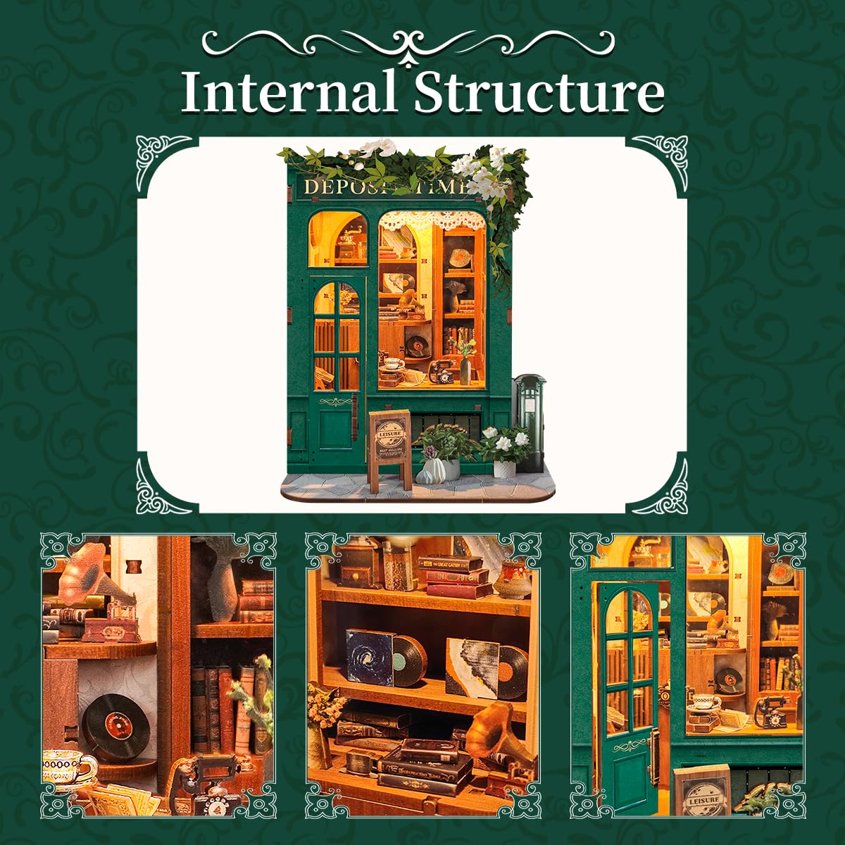 Book Nook Kit for Adults 3D Puzzle Miniature House Kit for Women Craft Lovers Booknook Bookshelf Decor DIY Model Kit with LED Li