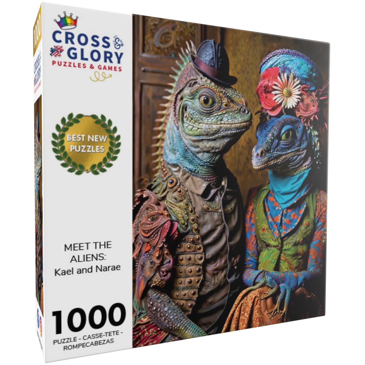 Cross & Glory - Meet The Aliens: Kael And Narae - 1000 Piece Jigsaw Puzzle | Intergalactic Love Story | Vibrant Alien Puzzles With Satin Finish