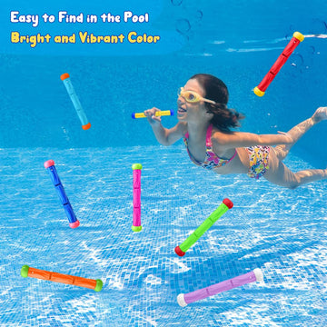 Navdlizu 8 Pcs Diving Pool Toys, Underwater Training Diving Sticks For Kids Colorful Pool Sinking Toys With Storage Bag Swimming