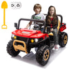 FINITO 24V 2 Seater Ride On Dump Truck,4WD Side by Side Kids UTV with Remote Control, Rubber-Plastic Polymerized EVA Tire Electr