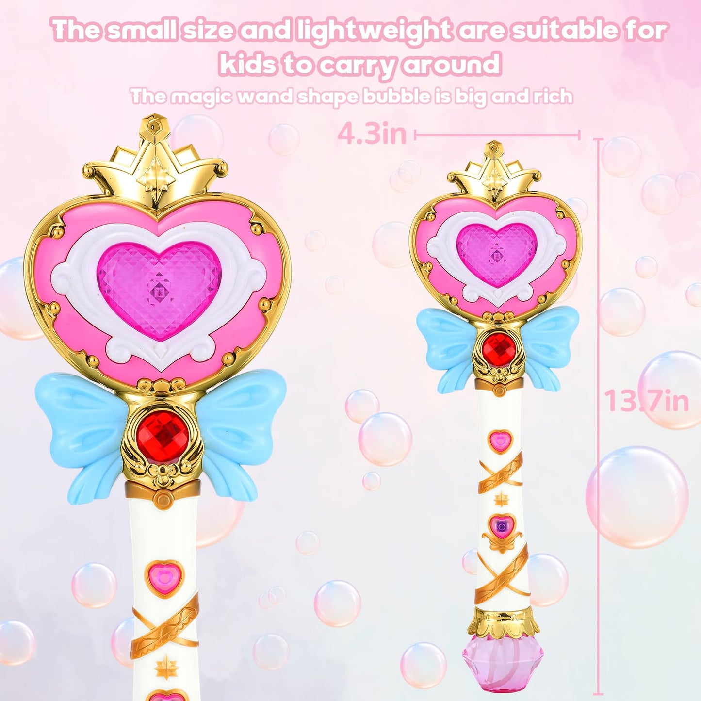 Princess Automatic Bubble Wand Solution for Toddler Kid Toy Age 1 2 3 4 5 6 7 8 1yr Year Old Little Girl Gift Blower Machine Out