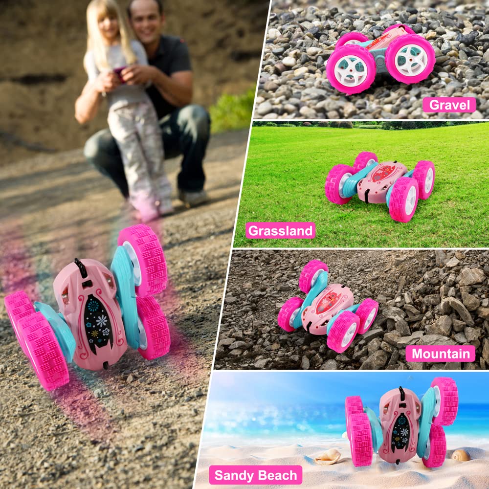 Free To Fly Rc Stunt Cars: Double Sided 360Flip Rotating 4Wd Race Car Toy For Outdoor & Indoor For 6 7 8 9 10 11 12 Year Old Gir