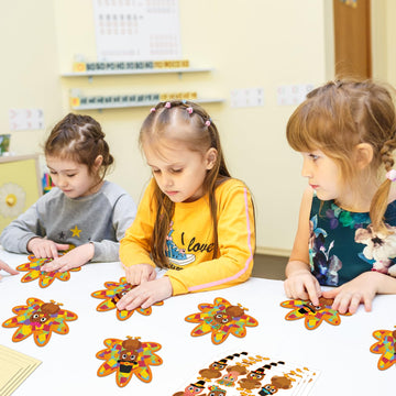 Renbuzhu 36PCS Thanksgiving Crafts Bulk: Turkey Paper Suncatchers DIY Kit for Fall Activities Decorations, Window Stained Glass