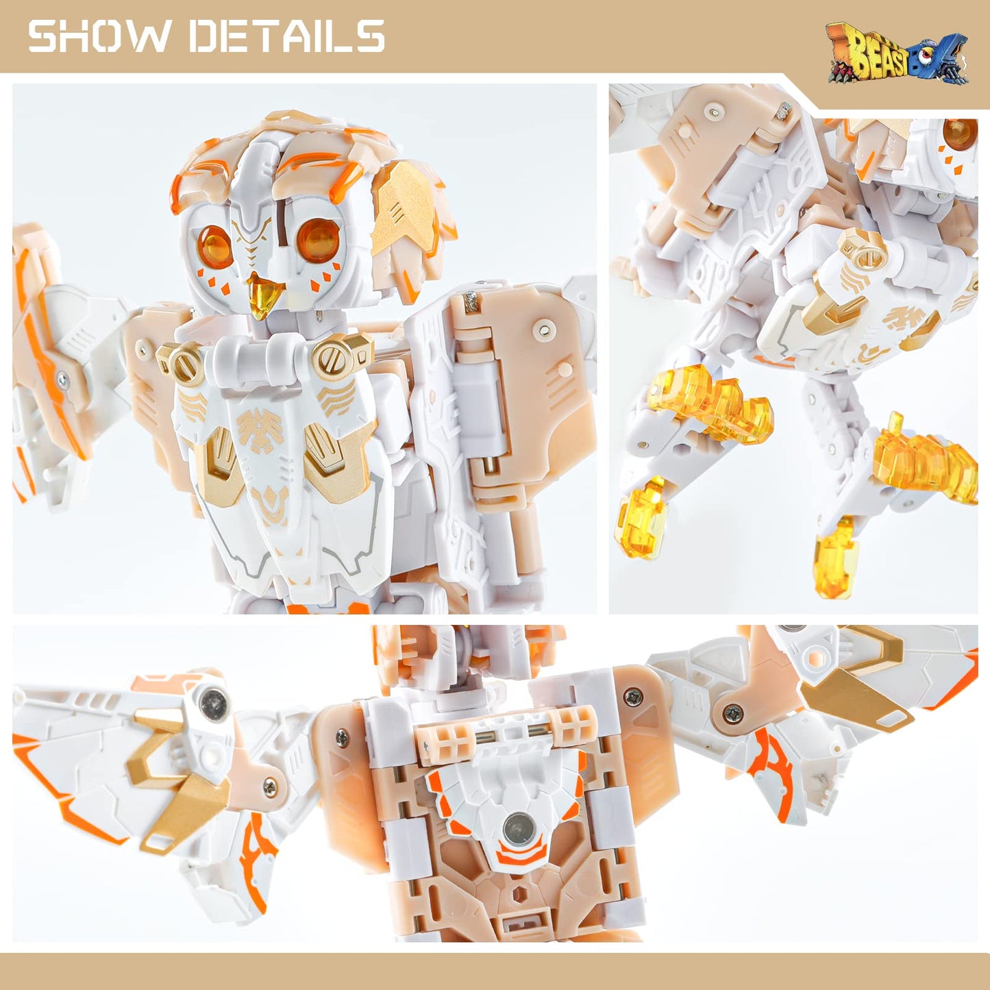 52Toys Beastbox Bb-41 Whitenoise Owl Deformation Toys Action Figure, 2/8.86Inch 2 In 1 Collectible Deformation Boy Toys For Part