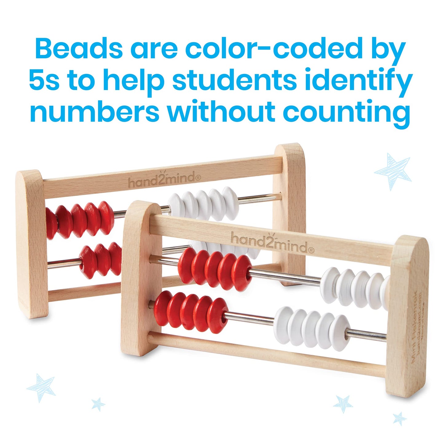Hand2Mind Mini 20 Bead Wooden Rekenrek, Abacus For Kids Math, Math Manipulatives Kindergarten, Counting Rack For Kids, Counters For Kids Math, Educational Toys For Elementary Kids (Set Of 4)