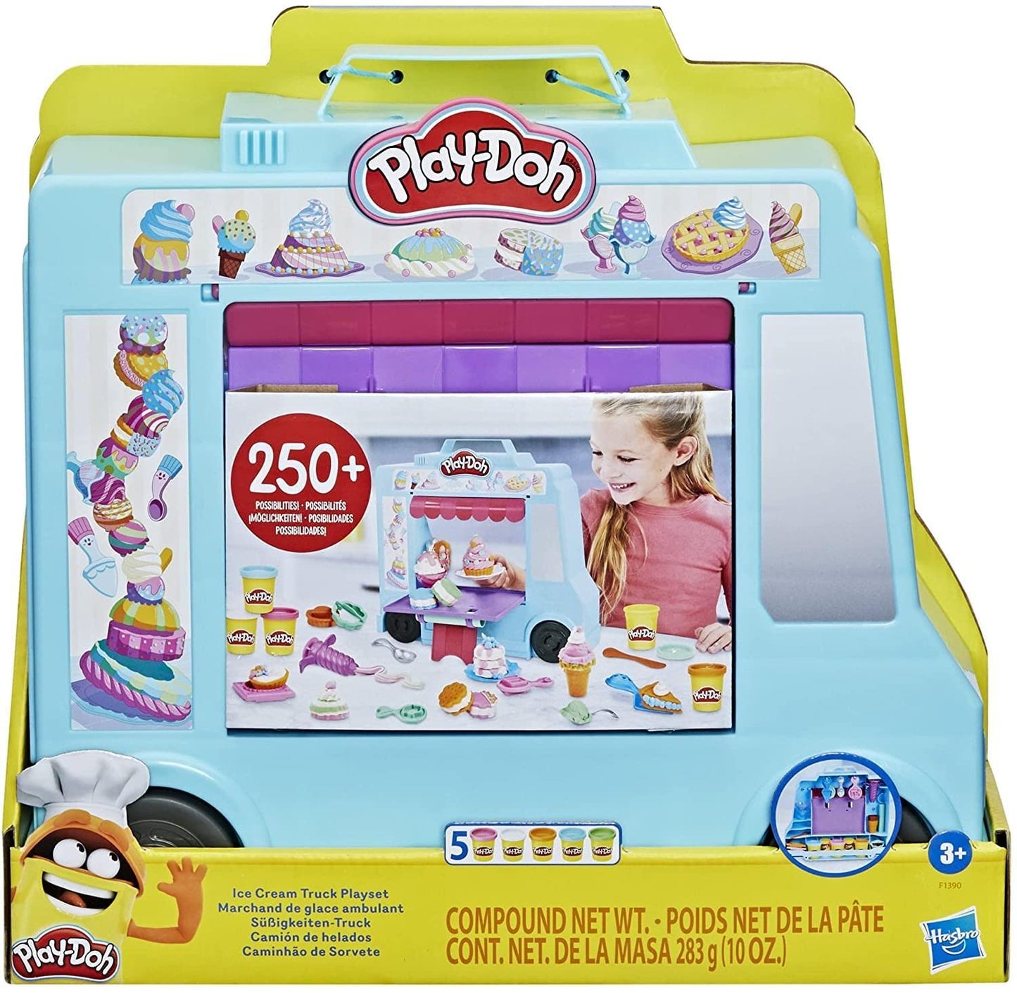 Play-Doh Ice Cream Truck Playset, Pretend Play Toy For Kids 3 Years And Up With 20 Tools, 5 Modeling Compound Colors, Over 250 Possible Combinations