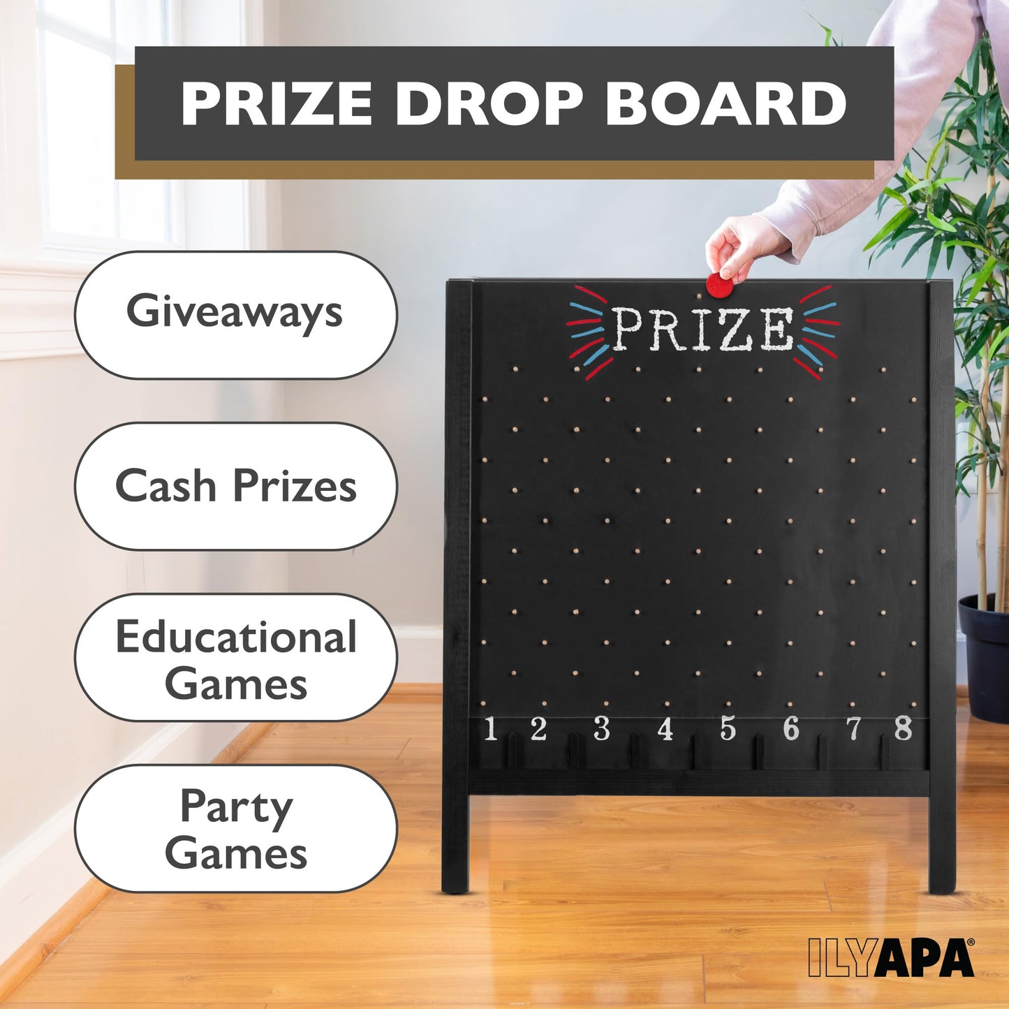 Ilyapa Board - Large Portable Prize Drop Game For Events And Trade Show - 27.5 X 41 Inch Double Sided - Wooden A-Frame Chalkboar
