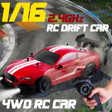 RC Drift Car 1:16 Scale Remote Control Car 4WD RC Car with LED Lights RTR 2.4GHz 30km/h High Speed Racing Drifting Toy Car for A