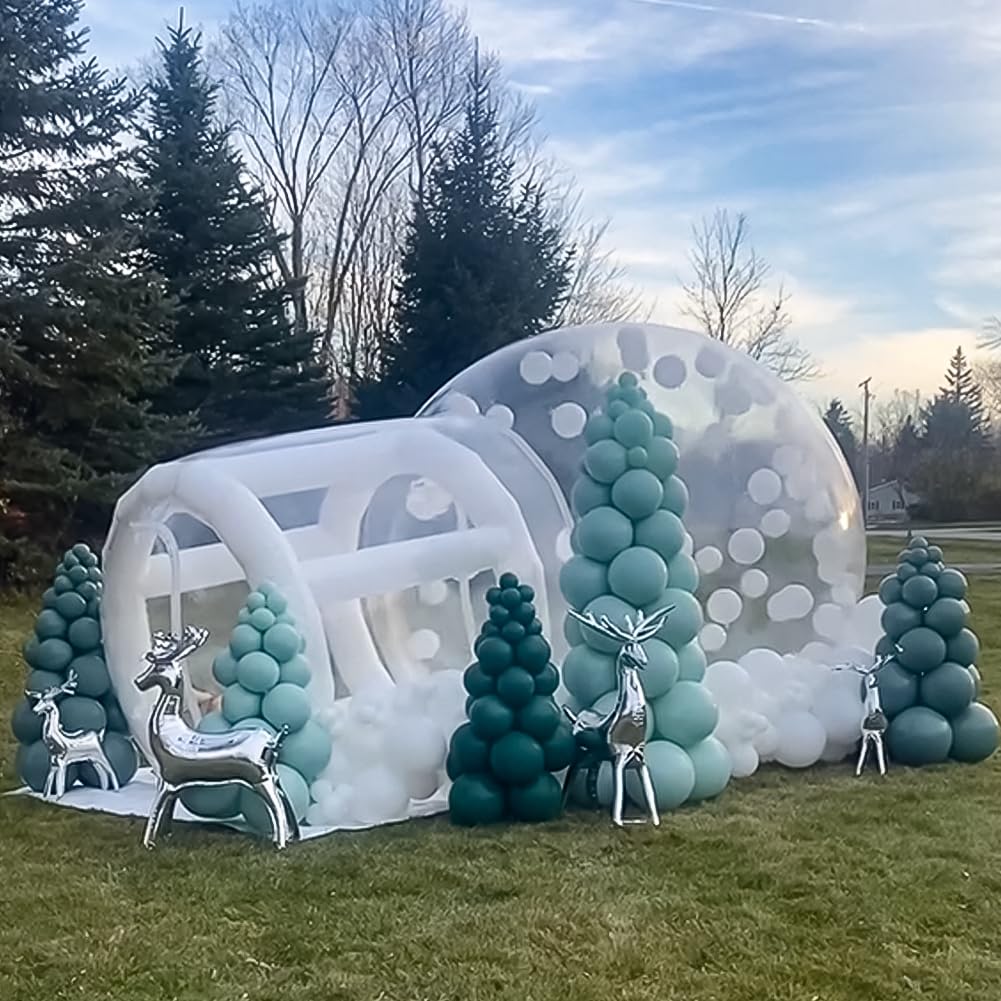 Inflatable Bubble House For Kids, 10Ft Clear Blow Up Balloon Dome With 6'L Tunnel, Outdoor Transparent Commercial Grade Pvc Bubb