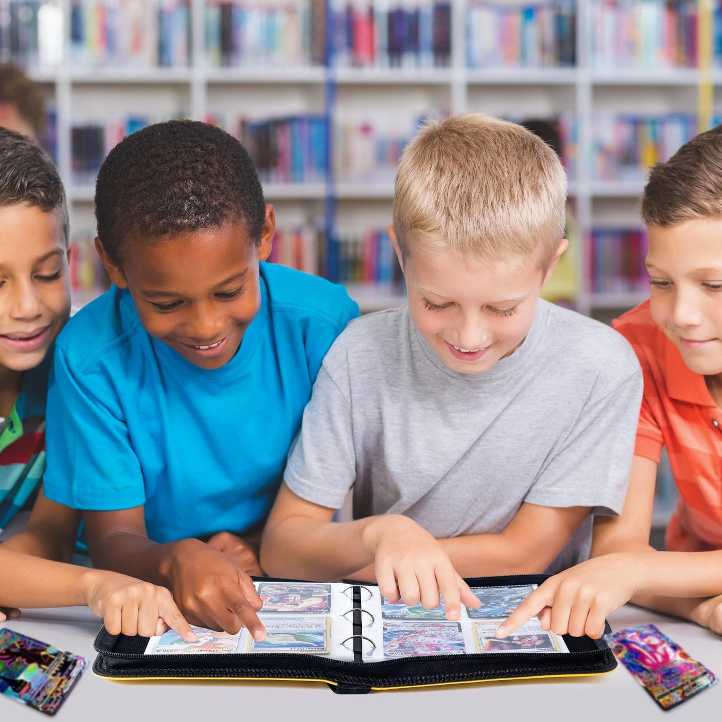 Card Binder 4 Pocket Collectible Trading Card Albums Fits 400 Cards with 50 Removable Sleeves Portable Trading Card Binder Collection Album Holder Game Card Case book With Zipper for Gifts