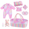 BABESIDE 8 Pcs Reborn Baby Doll Clothes Set for 17-22 Inch Dolls, Colorful Cotton Accessories with Bassinet