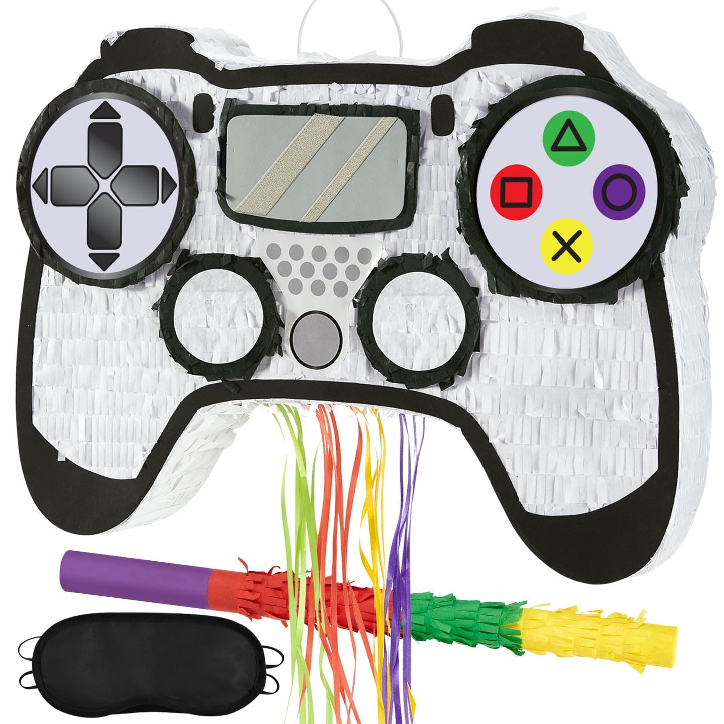Wernnsai Video Game Piñata - Game Controller Piñata Bundle With Blindfold And Bat For Boys Piñata Gaming Theme Party Decoration Supplies Pull String Piñata For Birthday Party Celebration