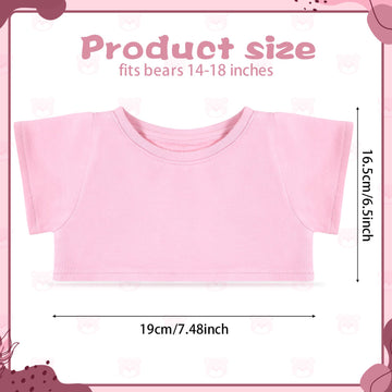 Roundfunny Bear Tee Shirt Fit 14-18Inch Bear Clothes Stuffed Animal Clothes Shirt Basic Stuffed Bears Dolls Shirt, Light Pink
