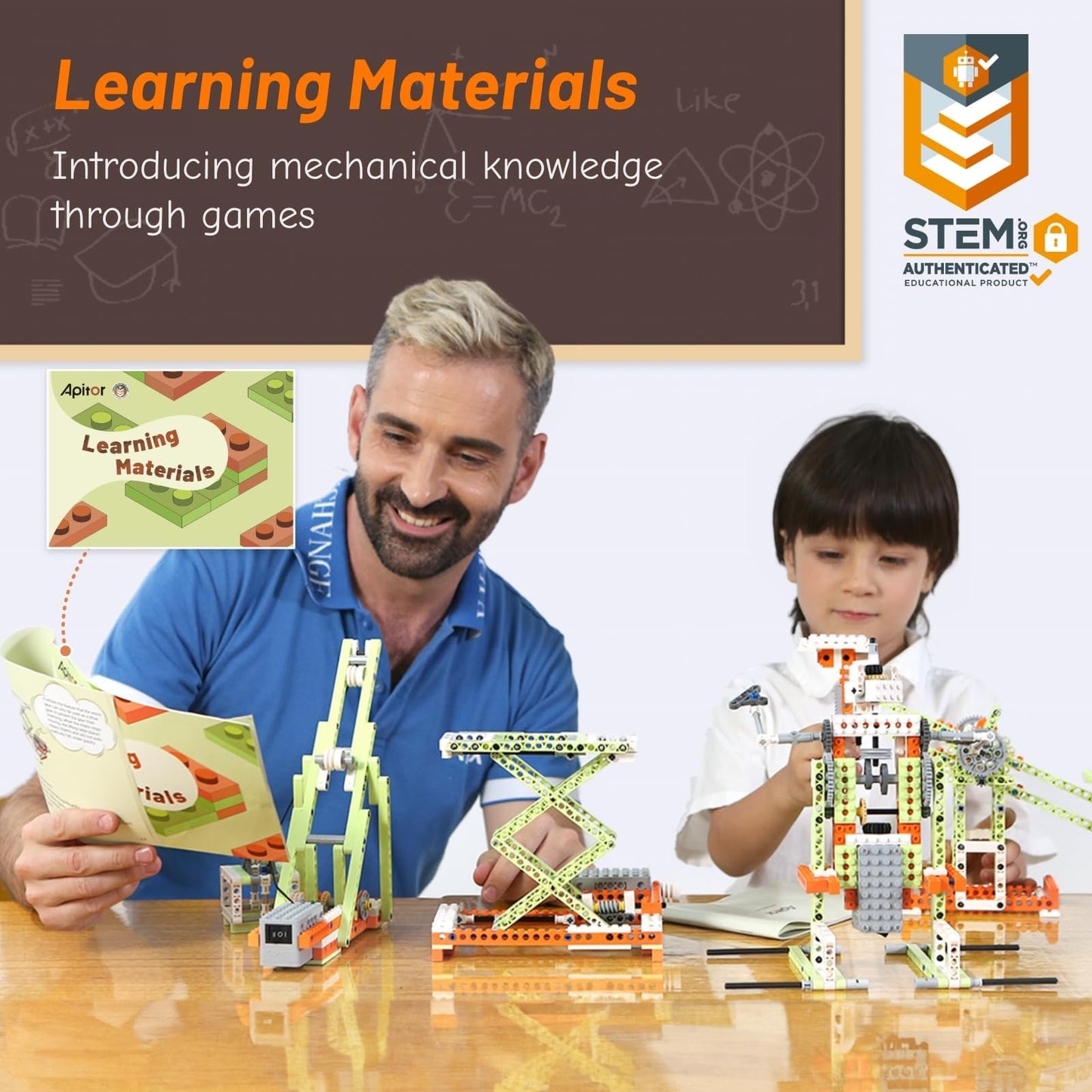 Apitor Robot E Stem Kits - Includes Large Storage Organizer, 14 In 1 Electric Building Toys With Learning Materials, Educational