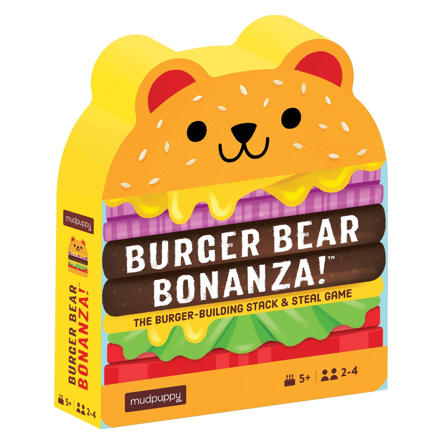 Mudpuppy Burger Bear Bonanza Game From Match, Stack & Steal Toppings To Build Burger Bears, Includes 64 Cards, 36 French Fry Til