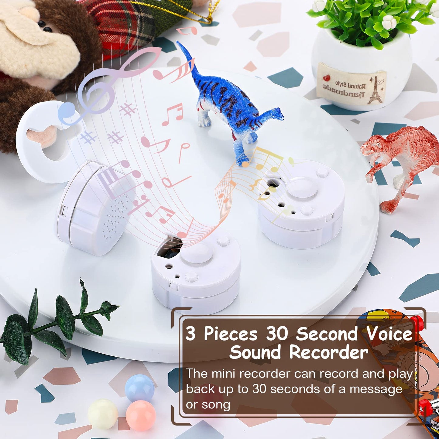 3 Pcs Voice Recorder For Stuffed Animal, Voice Recorder Box Stuffed Bear Mini Voice Recorder Device, Diy Custom Voice Message Toy Voice Recorder For Baby Dolls, Plush Toys And Pillows (30S Edition)