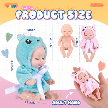 Hanaive 6 Pcs Mini Baby Dolls 4 Inch Christmas Baby Dolls Tiny Reborn Cute Baby Dolls Lifelike Realistic Baby Doll Holiday Birth