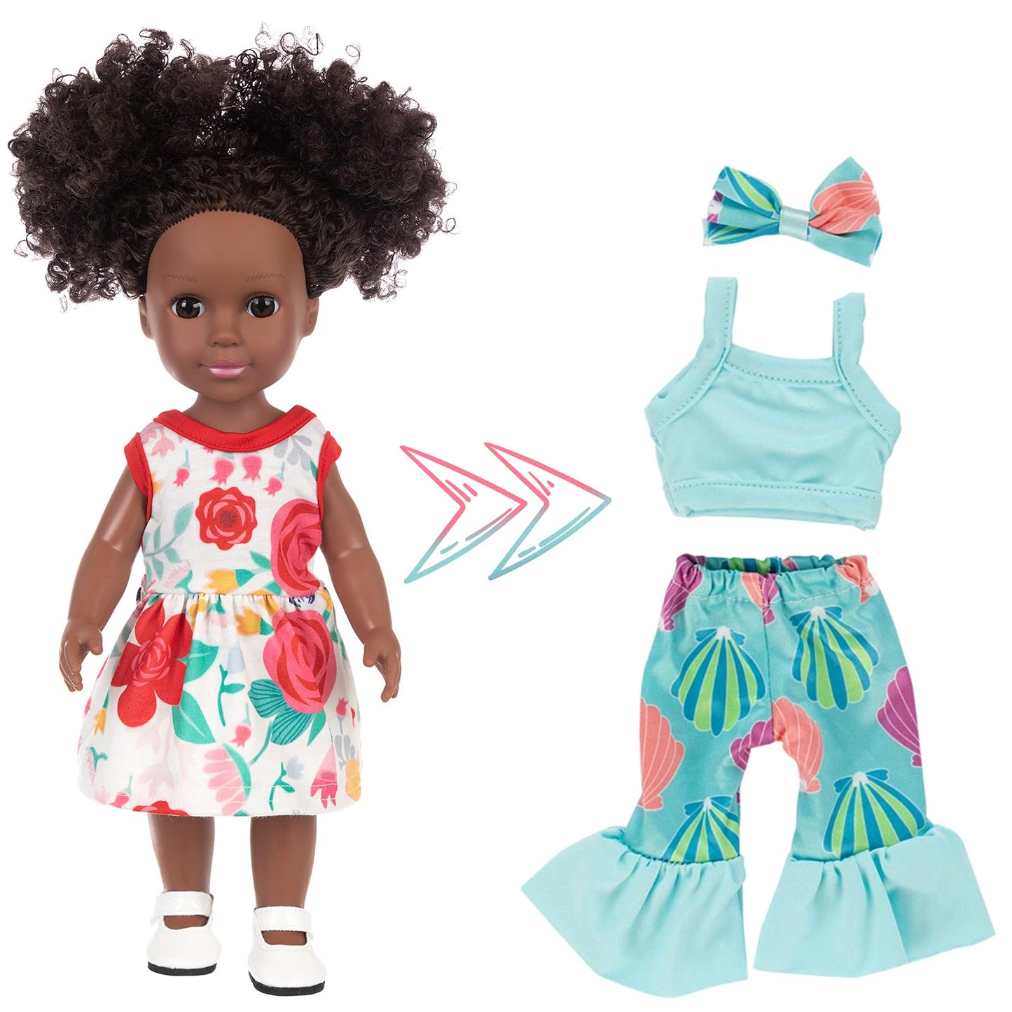 14.5 Inch Black Dolls And Black Baby Doll Clothes Accessories