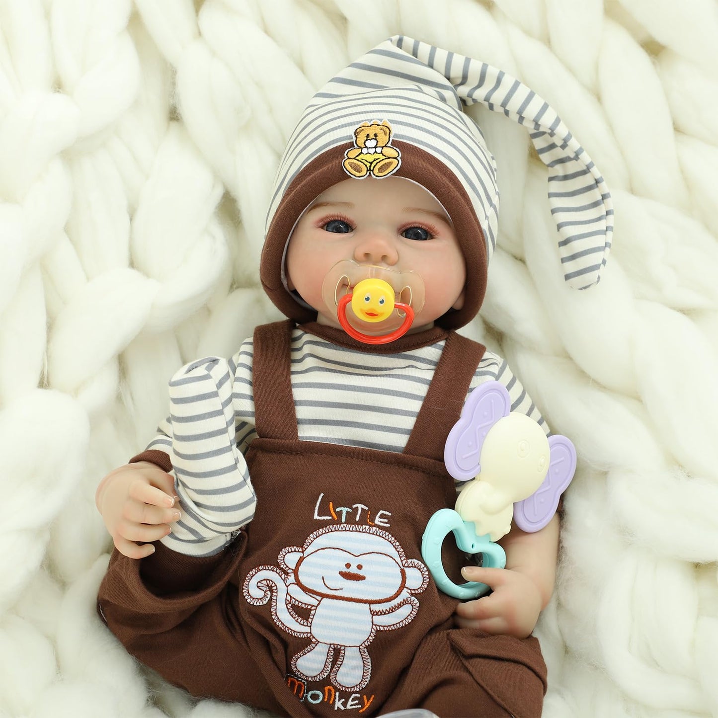 Kdudgso Realistic Reborn Baby Dolls 20'' Sweet Smile Lifelike Newborn Baby Doll Full Vinyl Body Poseable Real Life Like Toddler