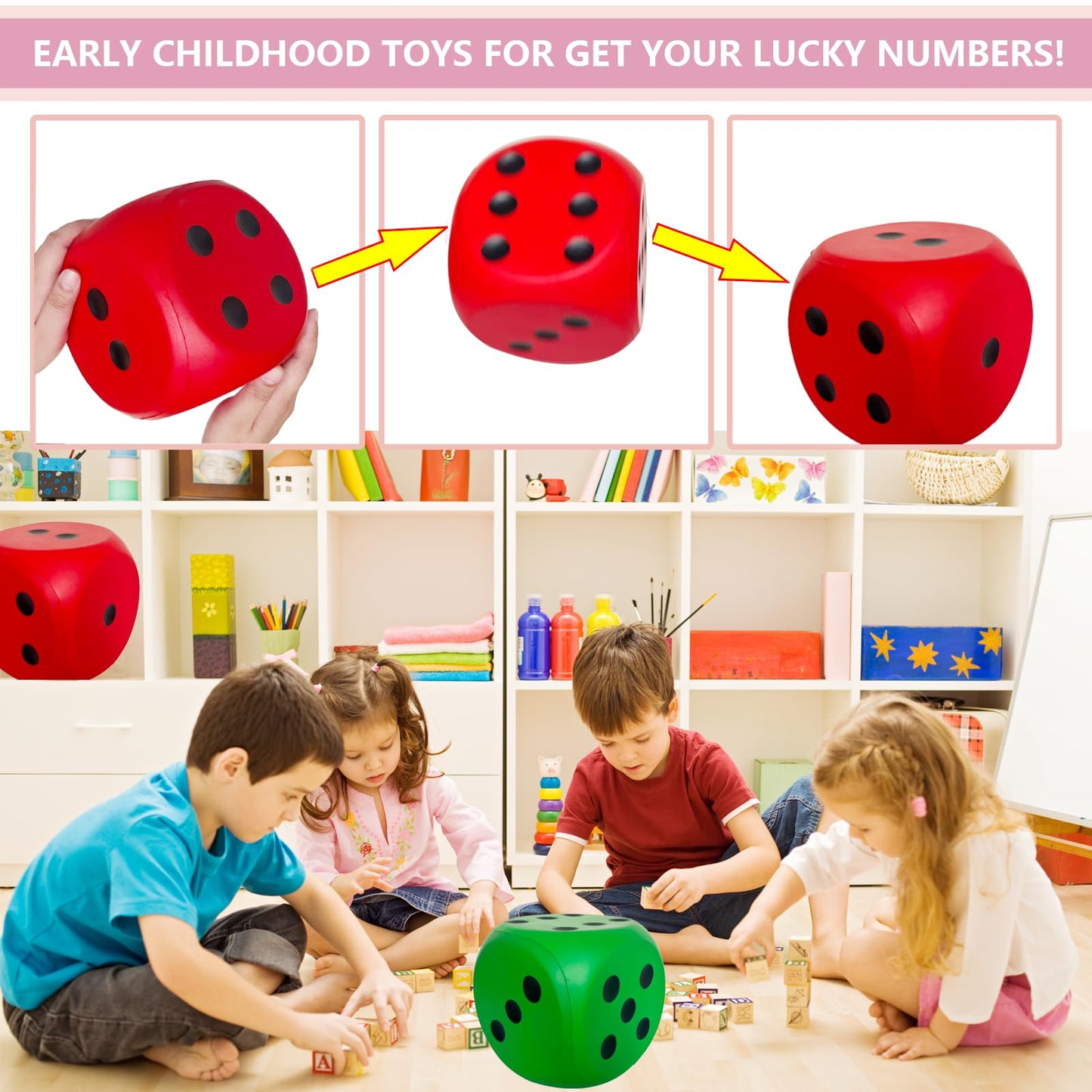 Giant 5.9 Inches Kawaii Foam Dice: A Fun-Filled, Educational Toy for Game Nights and Learning Sessions (Lucky Red)