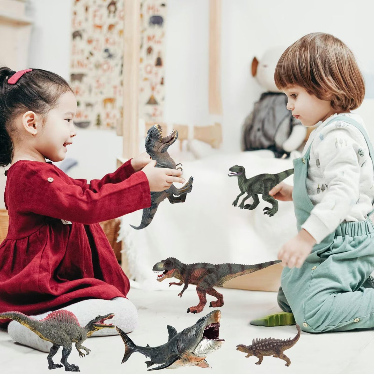Pau1Hami1Ton Big Dinosaur Toys For Kids 3-5,Realistic Toddler Dinosaur Toy Set,Educational Dinosaurs For Kids 3-5,Perfect Dinosa