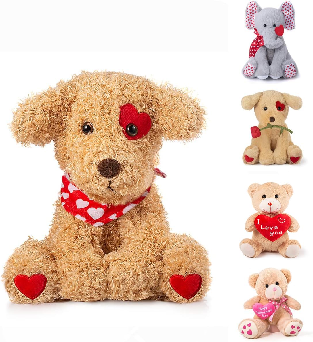 Oukiwi Valentine'S Stuffed Animal, 11 Inch Stuffed Animal Dog, Ideal For Valentine'S Day Gifts For Friend (Puppy - One Pack)