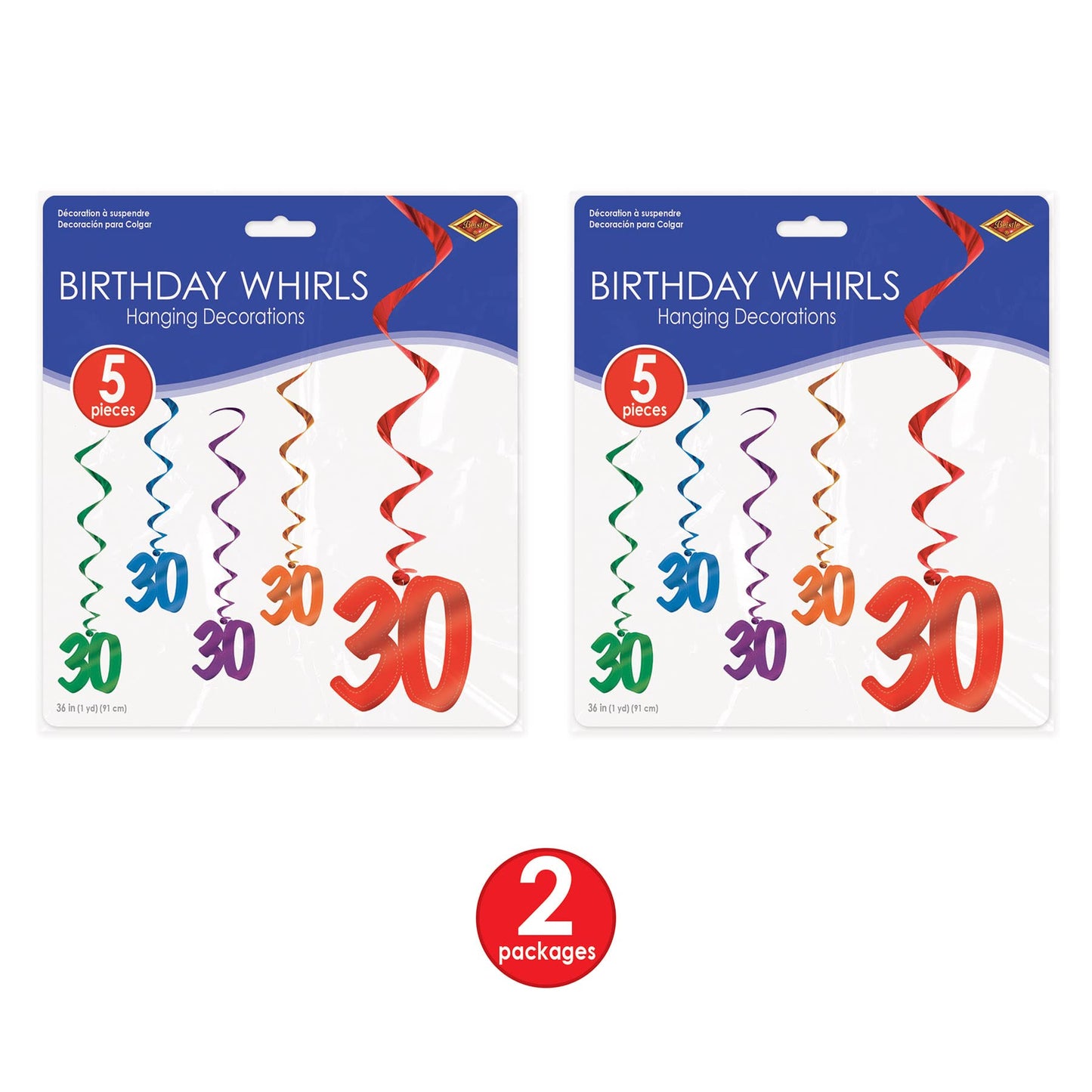 Beistle 30 Whirls 10 Piece, Multicolored