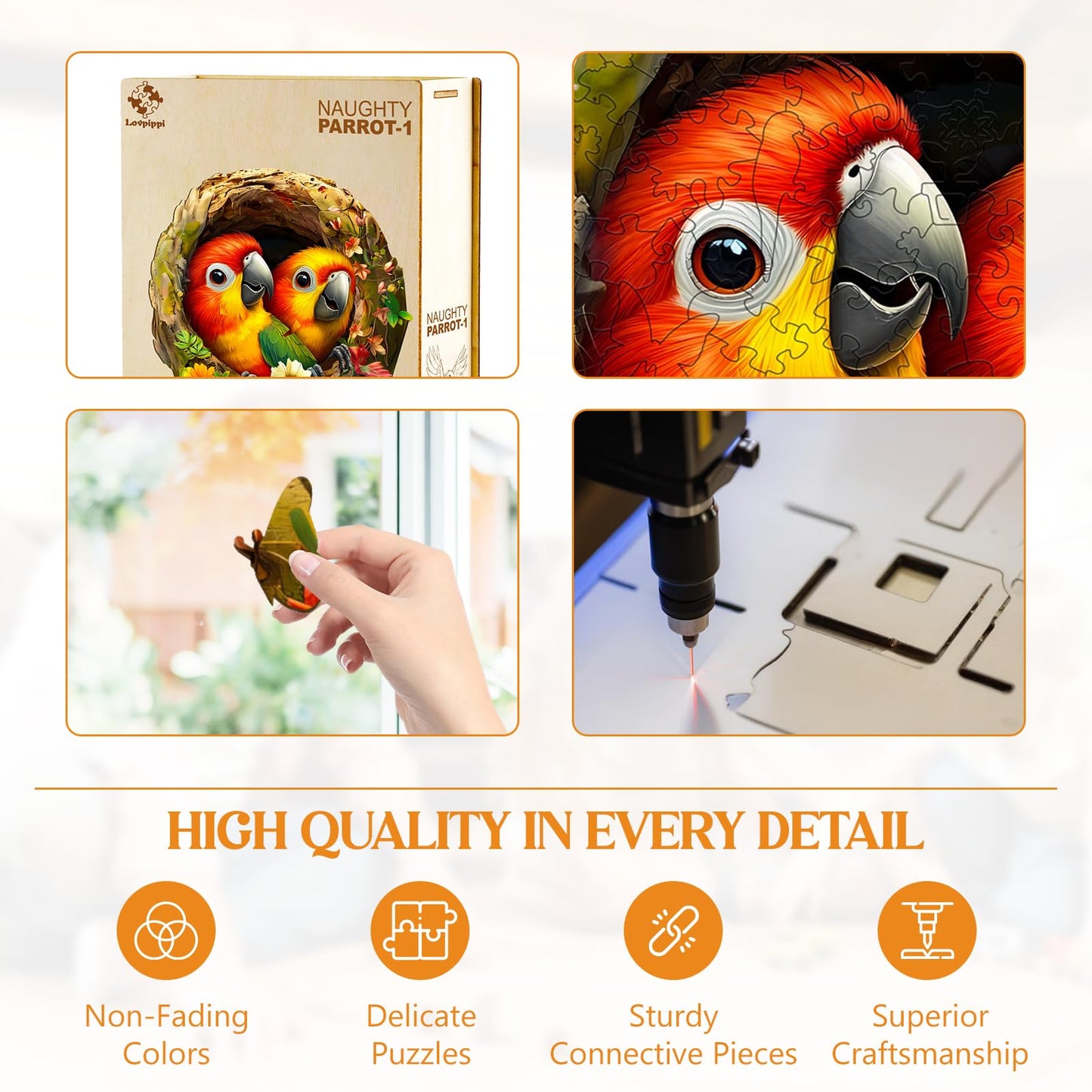 Wooden Puzzles for mature-themeds Wooden Jigsaw Puzzles for mature-themeds Kids Naughty Parrot-1 Unique Shaped Wood Puzzles mature-themed Creative Birthday Gifts for Friends Family Game (11.4 * 10.8in 190pcs)