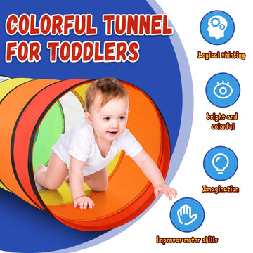 Kids Play Tunnel For Toddlers, Colorful Pop Up Crawl Through Tunnel Play Tent For Baby Or Dog Cat Pet With Breathable Mesh, Coll