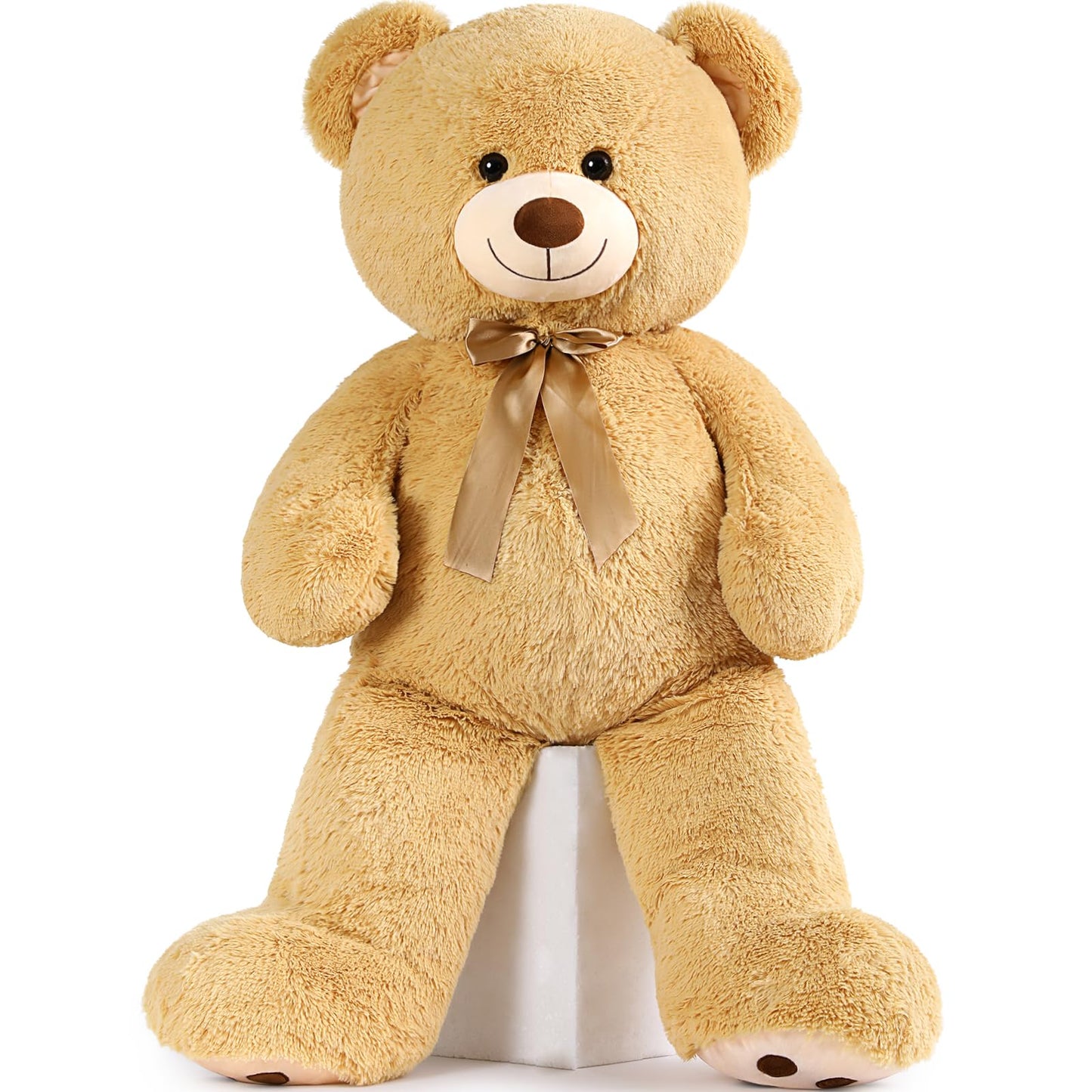 Morismos Giant Teddy Bear Stuffed Animal 4Ft, Big Teddy Bear Plush For Baby Shower, Life Size Stuffed Bear Gifts For Kids, Girls, Girlfriend, Women On Valentine, Christmas, Birthday(Light Brown)