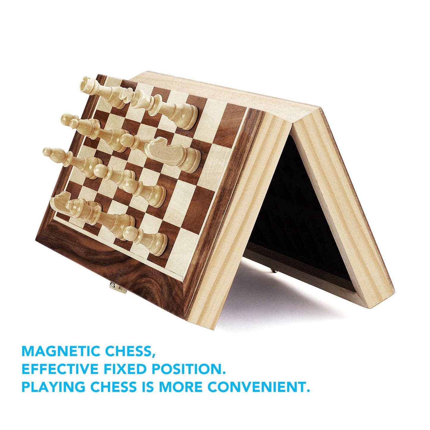 Amerous Chess Set, 12'X12' Folding Wooden Standard Travel International Chess Board Game Set With Magnetic Crafted Pieces For 2 Players