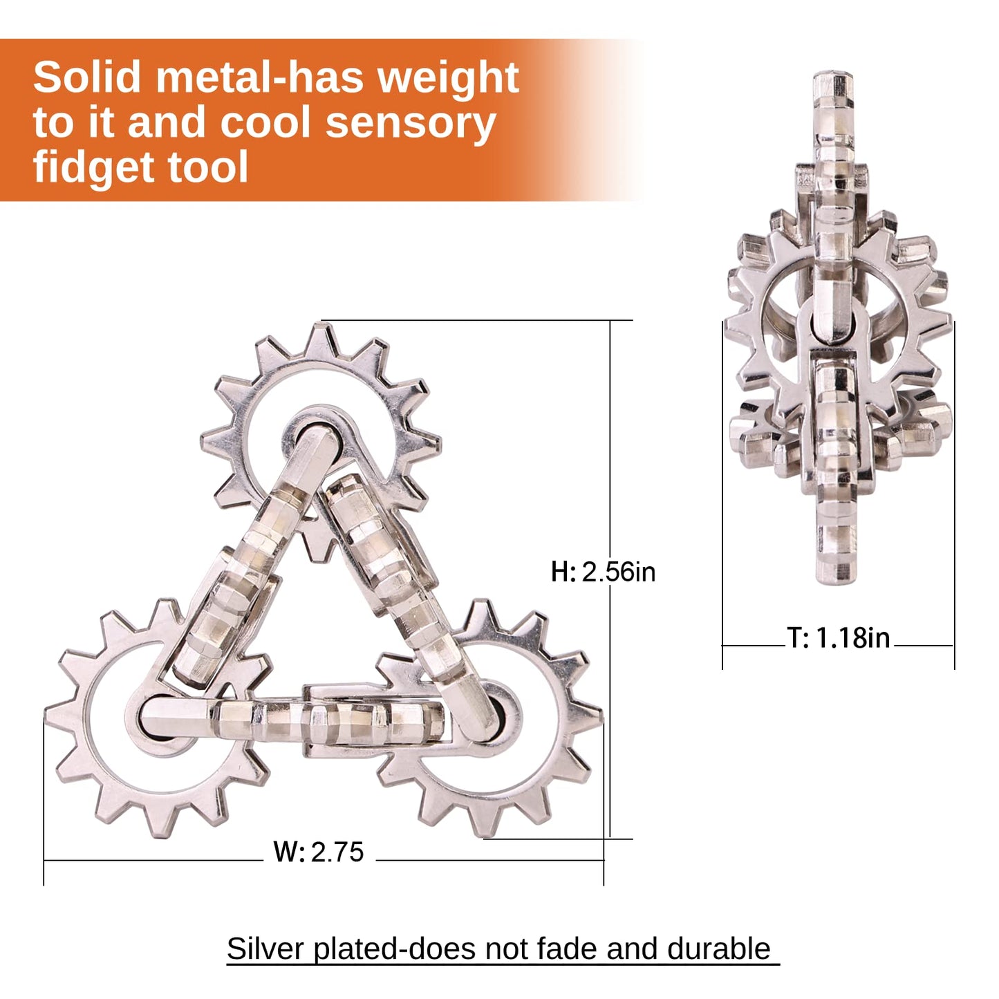 Infinity Gear Fidget Toy, Cool Sensory Solid Metal Never Ending Figette Toys, Adults Fidget Toys, Keep Fingers/Hands Busy, Relie
