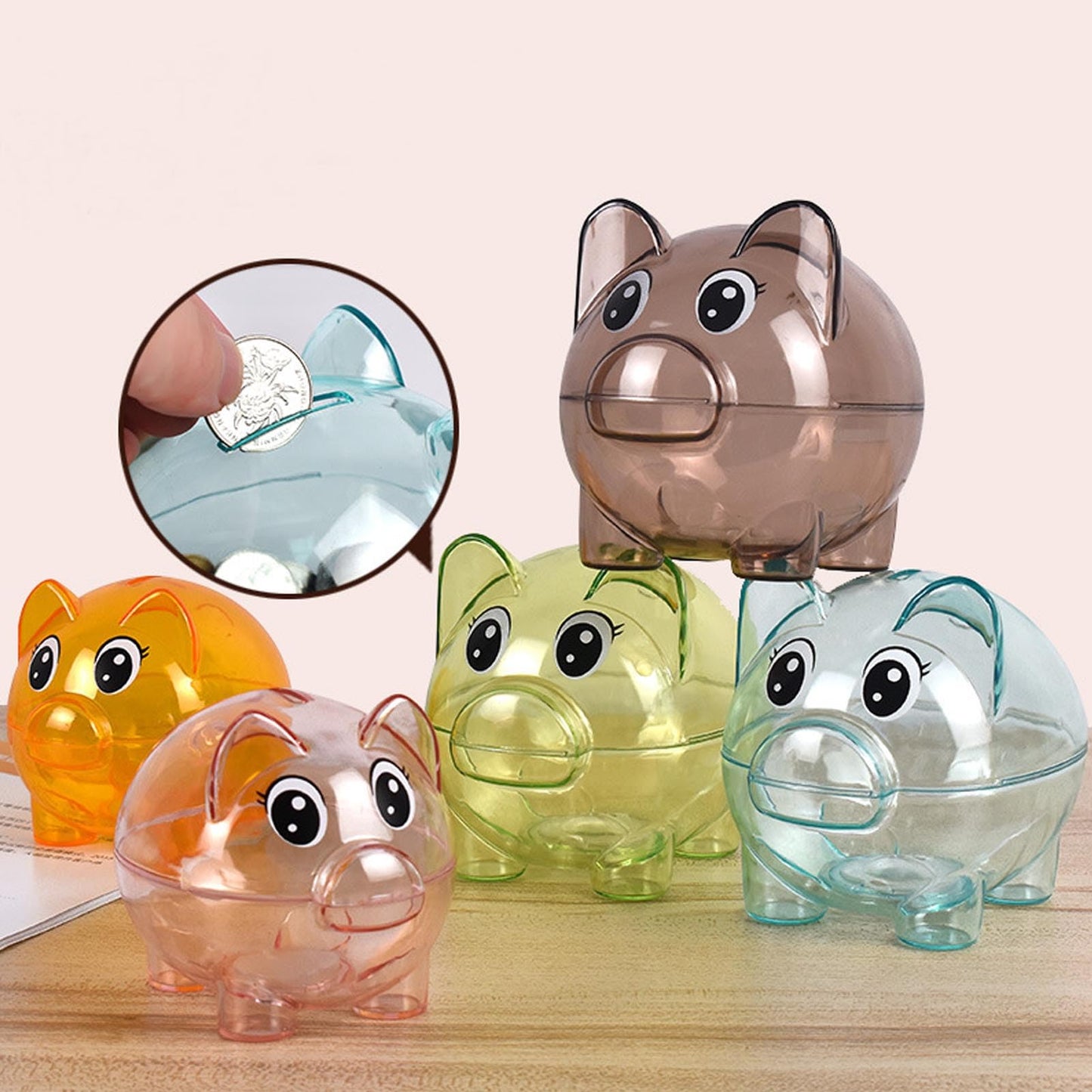 Piggy Bank, Plastic Money Bank, Transparent Money Jar, Coin Bank For Girls And Boys, Gifts For Birthday, Easter, Christmas, Baby