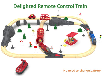 Toy Train Set Remote Control Locomotive Train, Motorized Train For Wooden Track, Electric Train And Tunnel With Sound & Lighting Effect, Magnetic Trains Compatible With Thomas, Brio, Chuggington