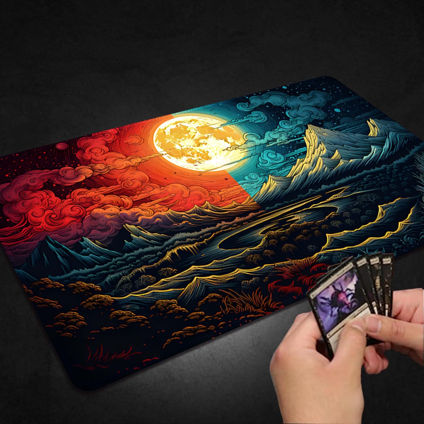 Malqiqi Playmat For Mtg, With Free Storage Bags,Game Mat 24 X 14 Inches, Tcg And Board Game Mat For Cards,Mousepad Desk Mats (Ma