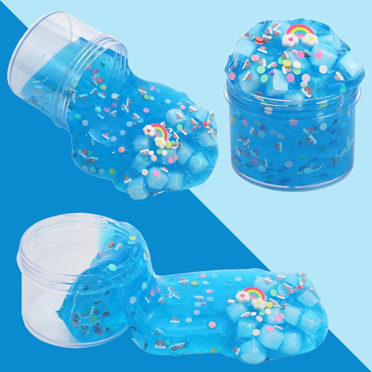 4Pack Jelly Cube Clear Crunchy Scented Slime - Super Soft and Non-Sticky, Pre-Made for Kids Birthday Gift Party Favors