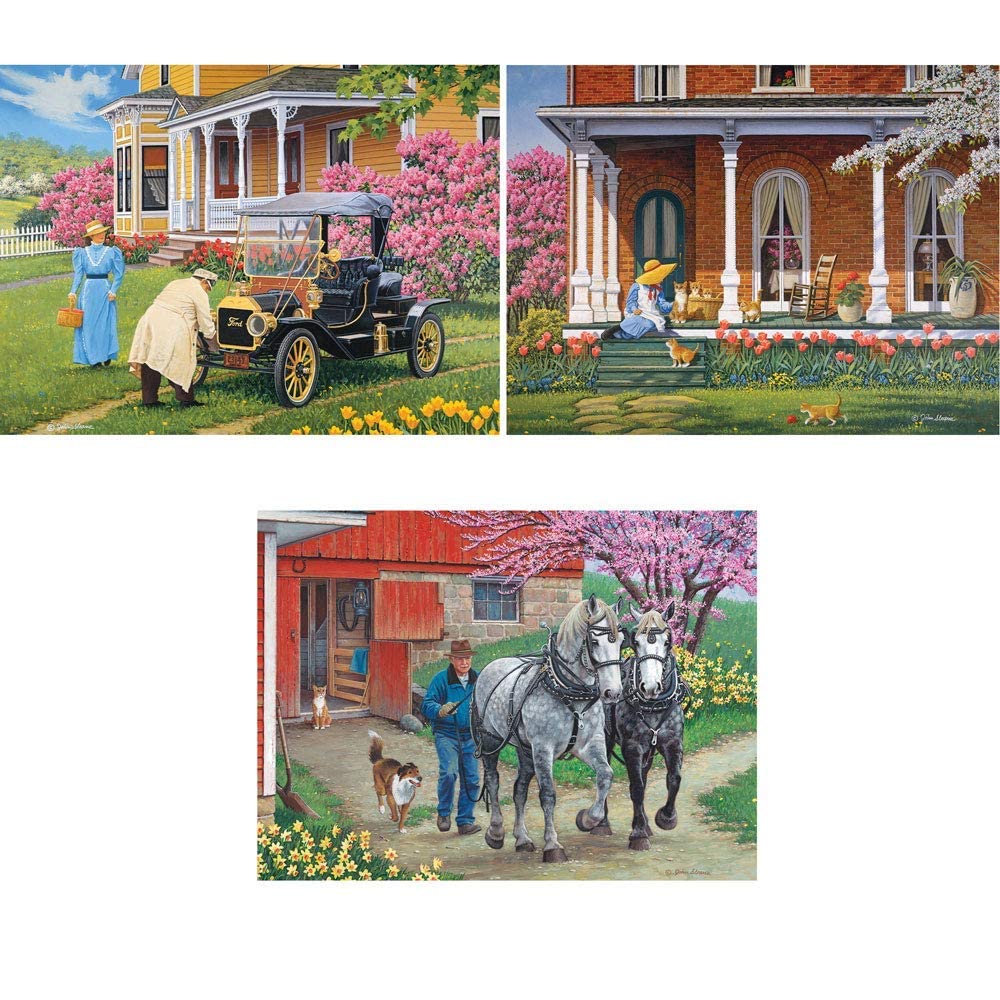 Bits And Pieces - 300 Piece Jigsaw Puzzles For Adults - Value Set Of Three (3) - Classic Summer Large Piece Jigsaws By Artist Jo