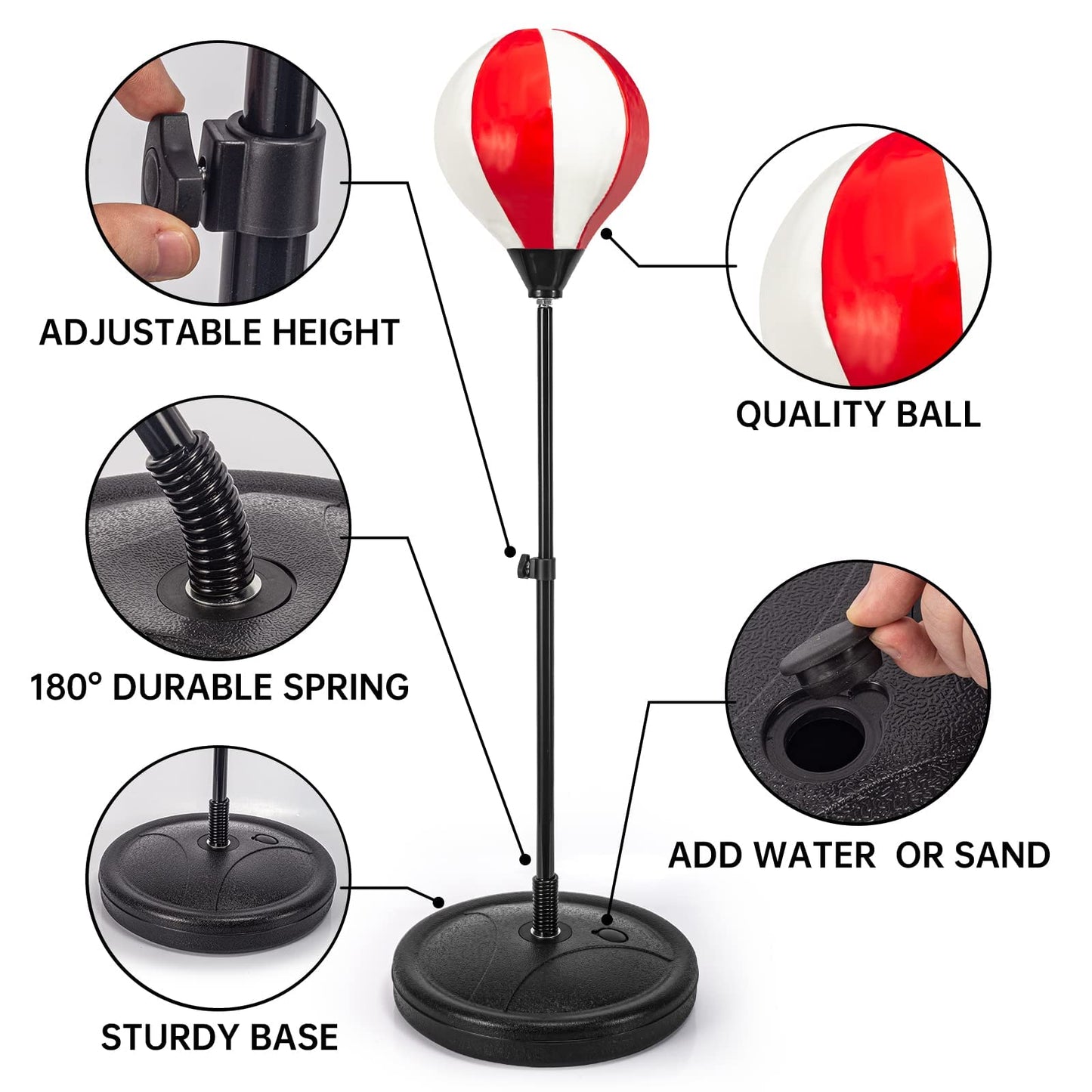 Shylizard Kids Punching Bag Set With 2 Boxing Gloves, Adjustable Stand, Gifts For Boys & Girls Aged 5-10