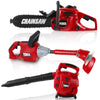 Arrowbash Toy Gardening Tool Set - 3 Pcs Leaf Blower, Trimmer, Chainsaw, Red/Black, Lights & Sounds, Model: Arrowbash-thur0104f