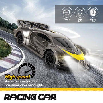 HYAKIDS Remote Control Car for Boys 4-7, Hobby RC Cars for Kids, Race Car Toys with Working Lights, Controller, Birthday Gifts f