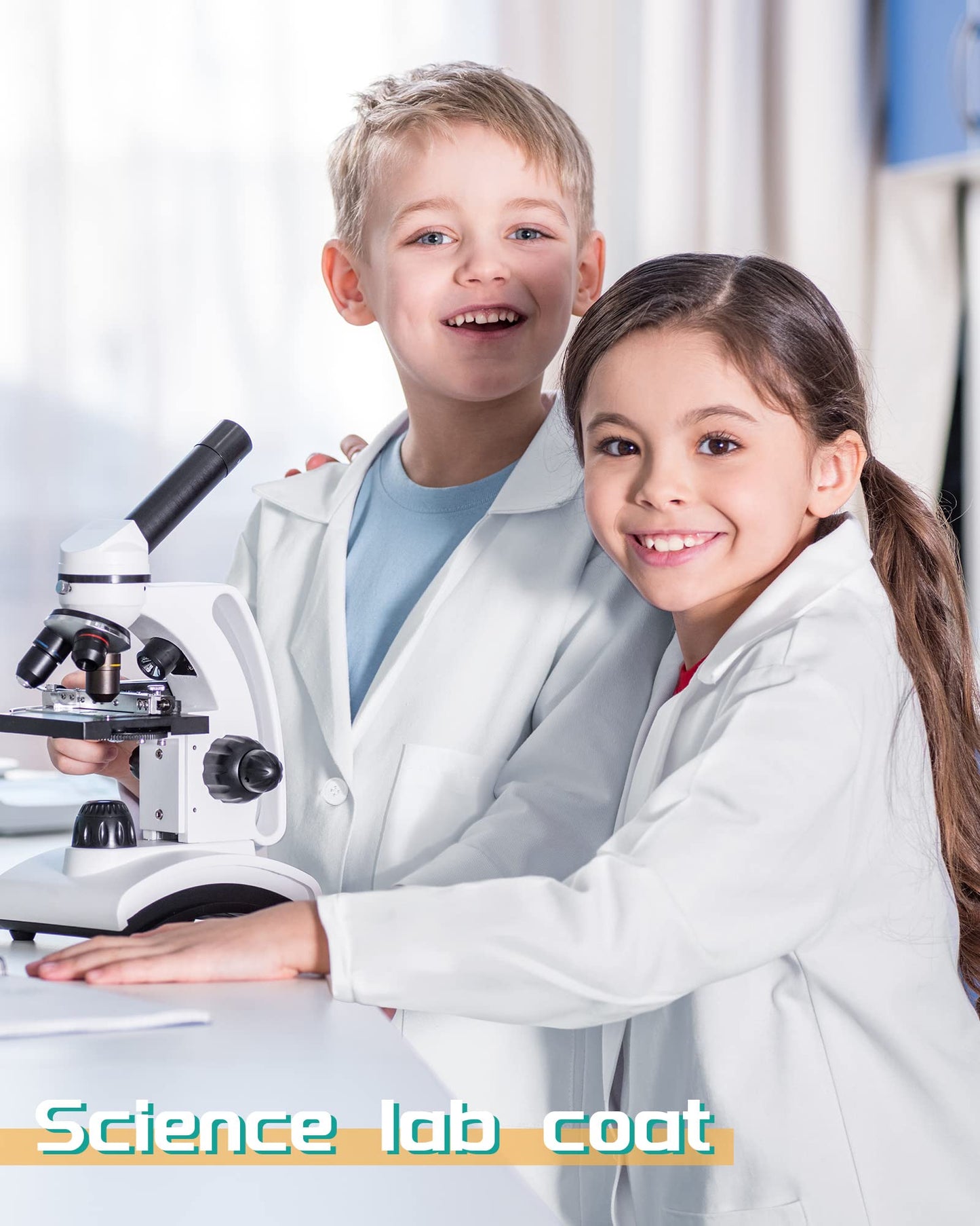 Seajan 12 Pcs Unisex Kids Lab Coat Bulk Soft Kids Scrubs White Doctor Coat Scientist Halloween Costume For Boys And Girls (M Siz