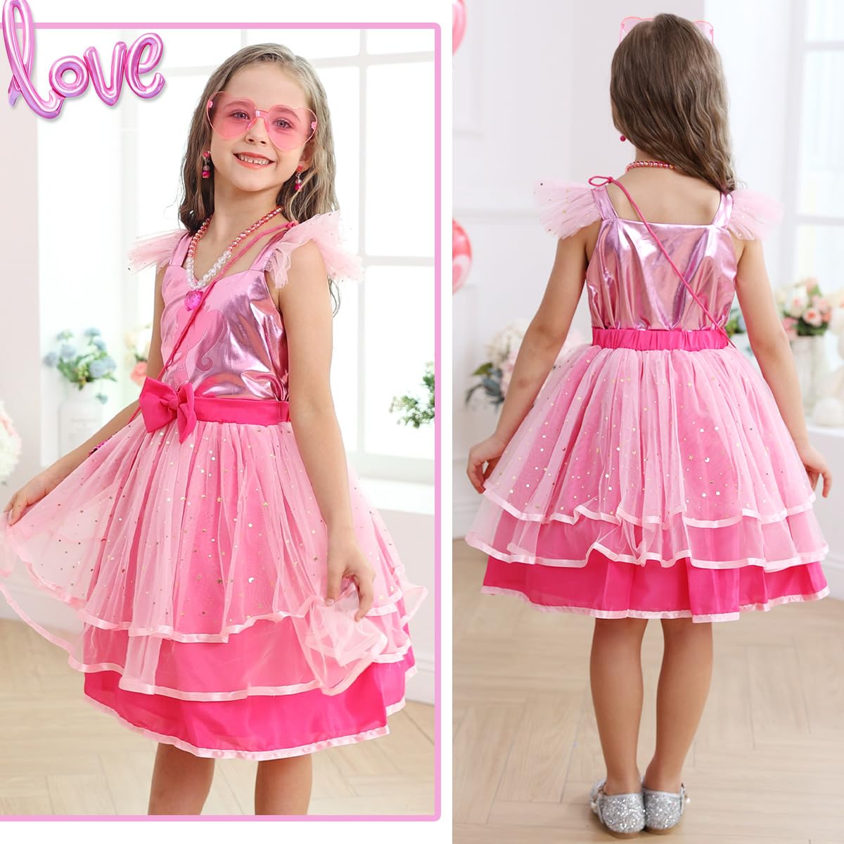 Itvti Girls Pink Cosplay Costume Dress Halloween Carnival Party Costumes With Accessories, 2-3 Years(Tag 100)