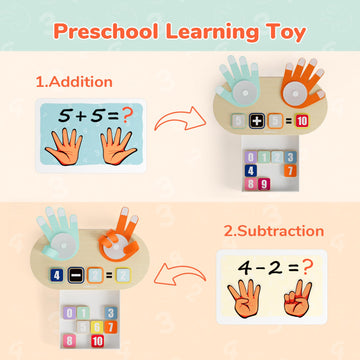 TOP BRIGHT Educational Learning Number Toy - Finger Counting Math, Medium, Wood, Model TB-121121, Multiple Colors, Montessori for Toddlers