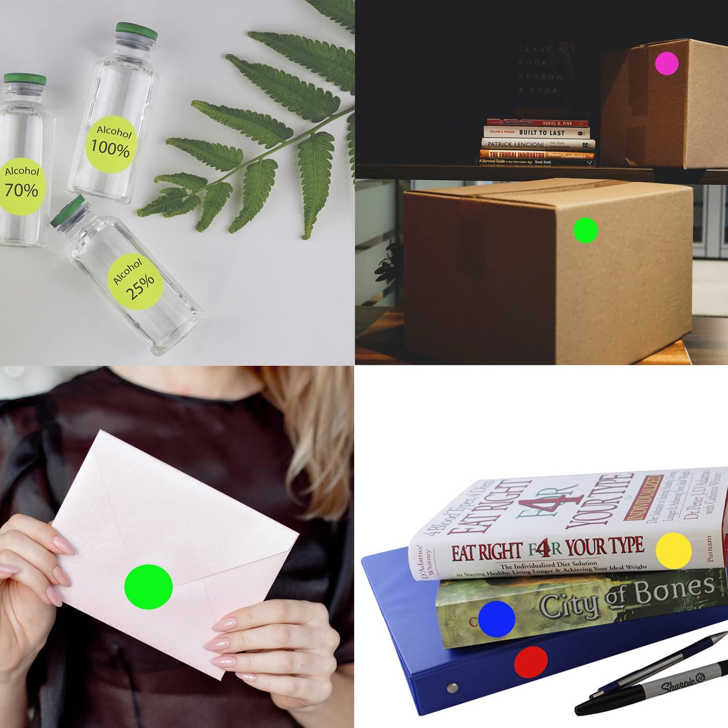 Royal Green Round Stickers 1 inch in 15 Colored Sticker Dots 25mm - 360 Pack