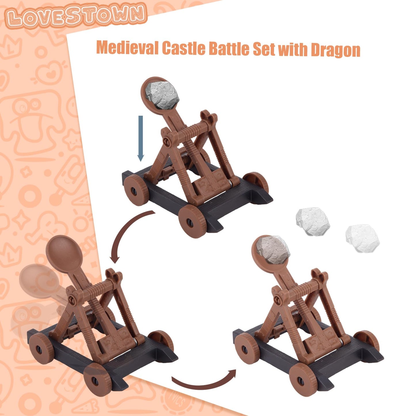 Lovestown 241Pcs Medieval Dragon Toy Set, Assembled Castle Toys Knight Warrior Figures Medieval Knights For Kids Birthday