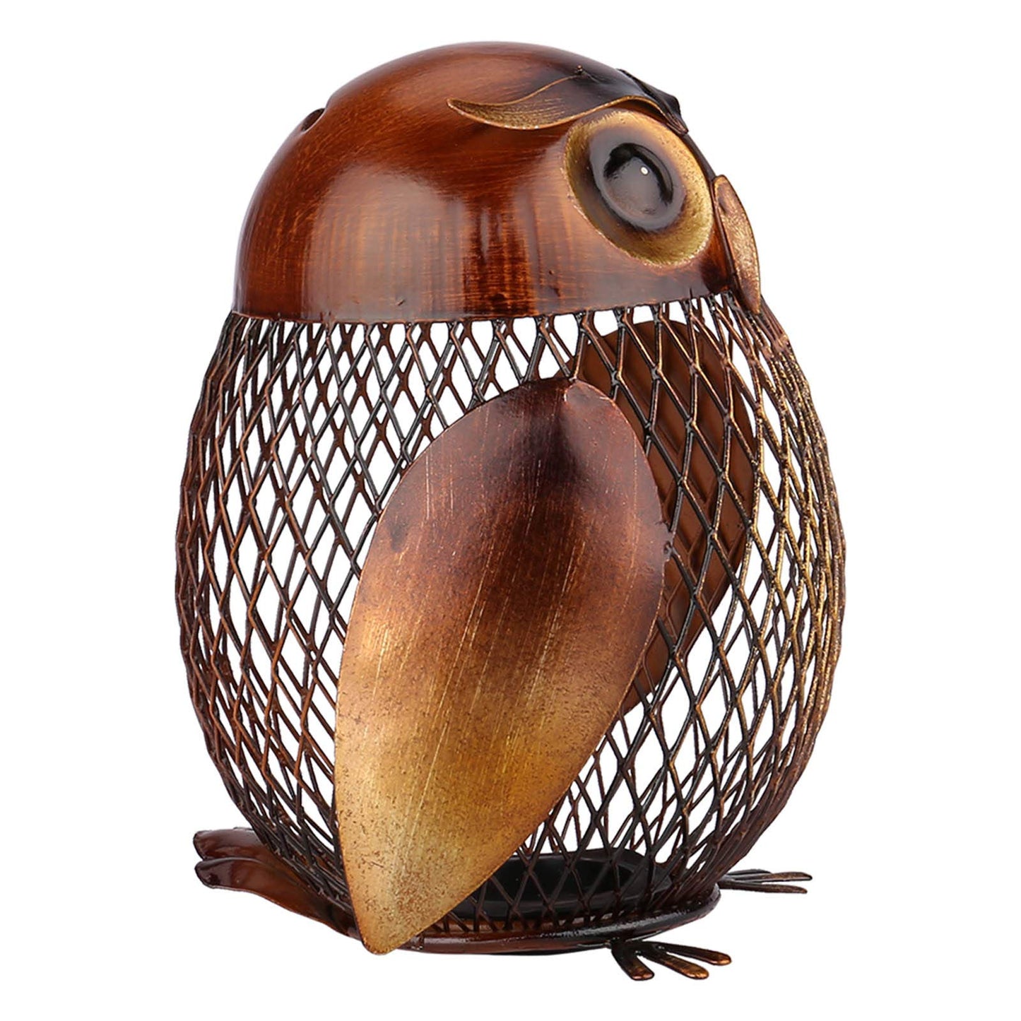 Ailgely Piggy Bank For Adults, Owl Shaped Metal Coin Box, Coin Money Bank, Handwork Handicrafts Ornament