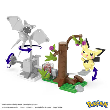 Mega Pokémon Action Figure Building Toys Set, Pichu'S Forest Forage With 84 Pieces, Motion And 1 Poseable And Buildable Character