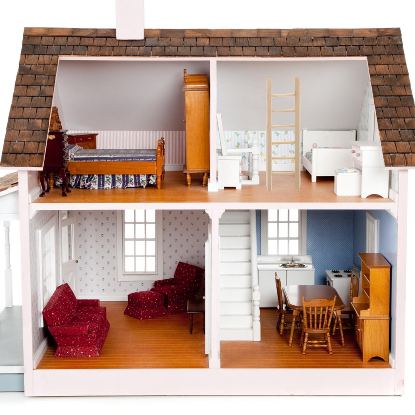 Ipetboom Mini Wooden Step Ladder, 2Pcs 1: 12 Miniature Doll House Furniture Ladder Diy Craft Accessories For Landscape Dollhouse